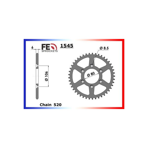 Couronne Arrière de transmission en Acier - RX - 125 - APRILIA  1994-1994  