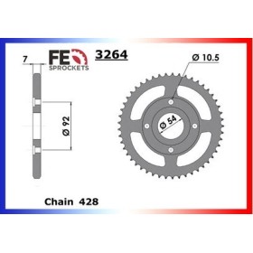 Couronne Arrière de transmission en Acier - TZR - 125 - YAMAHA 1987-1988