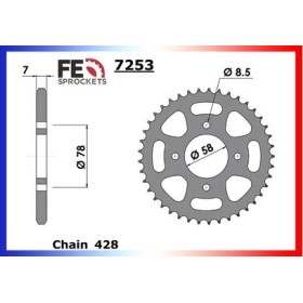 Couronne Arrière de transmission en Acier - GN - 125 - SUZUKI 1995-1995