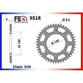 Couronne Arrière de transmission en Acier - KLE B - 500 - KAWASAKI 2006-2007