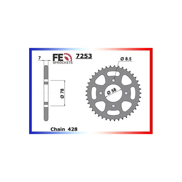 Couronne Arrière de transmission en Acier - ZSR - 125 - ZONGSHEN  2004-2006  