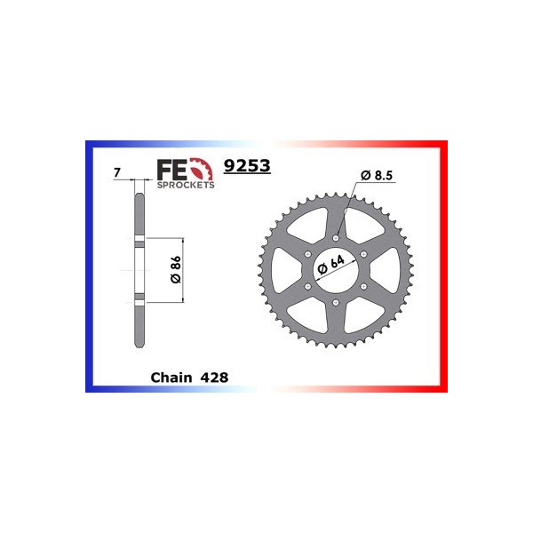 Couronne Arrière de transmission en Acier - KE/KS - 125 - KAWASAKI  1982-1985  