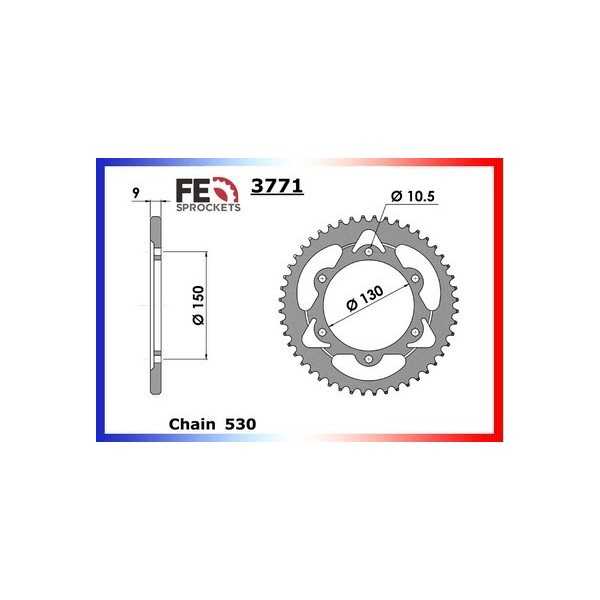 Couronne Arrière de transmission en Acier - FZR Exup - 1000 - YAMAHA  1989-1989  