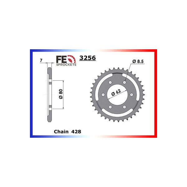 Kit chaîne Acier - DT E,F - 125 - YAMAHA  1978-1978  