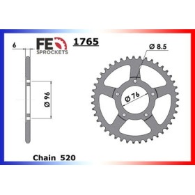 Kit chaîne Acier - Planet (Roues 5 Bâtons) - 125 - CAGIVA 2001-2001
