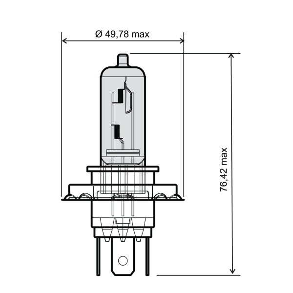 Ampoule RMS H4 12V 60/55W - Blanche 
