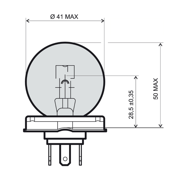 Ampoule RMS 12v 45/40w p45t - Blanche 