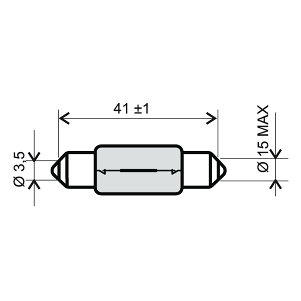 Ampoule RMS 12v 15w T15x44 - Blanche 