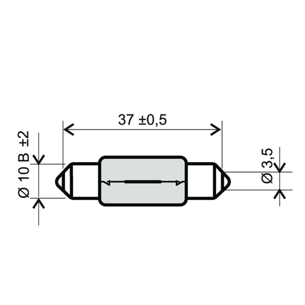 Ampoule RMS 12V 10W T11x39 - Blanche 