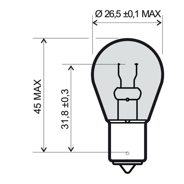 Ampoule RMS 12V 21W BA15S - orange 