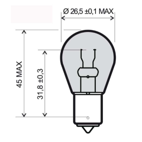 Ampoule RMS 12V 21W BA15S S25 - orange