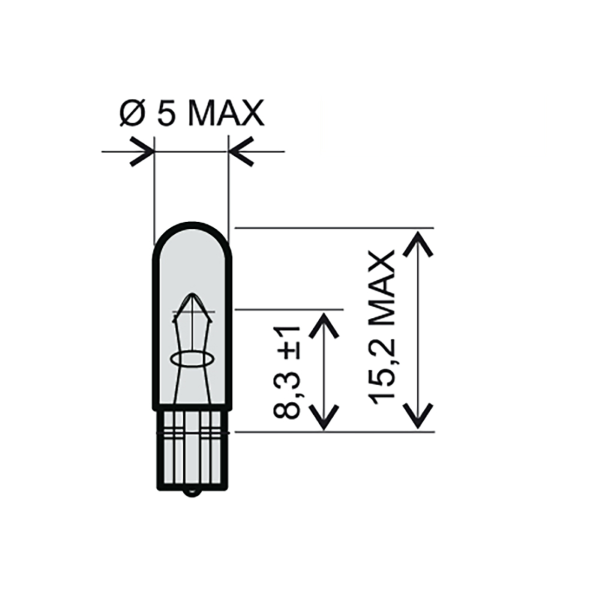 Ampoule RMS 12V 2,3W T5 - Blanche 