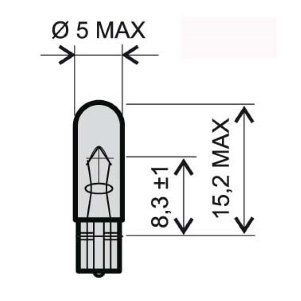 Ampoule RMS 12V 2,3W T5 - Blanche 