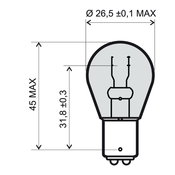 Ampoule RMS 12V 21/5W bay15d - rouge 