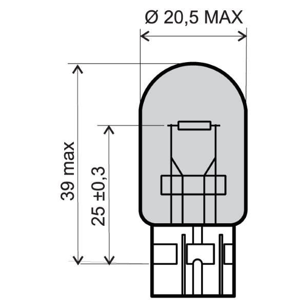 Ampoule RMS 12V 21W T20 - Blanche 