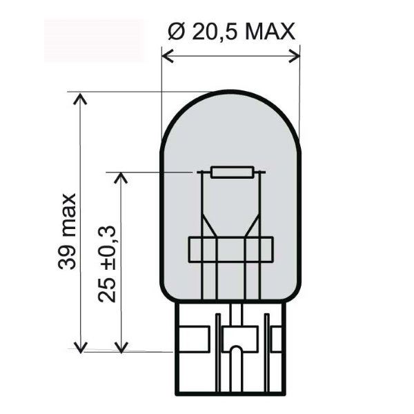 Ampoule RMS 12V 21W T20 - orange 