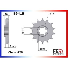 Kit chaîne Acier - GF Speed - 125 - HYOSUNG 1998-2003