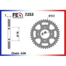 Kit chaîne Acier - GF Speed - 125 - HYOSUNG 1998-2003