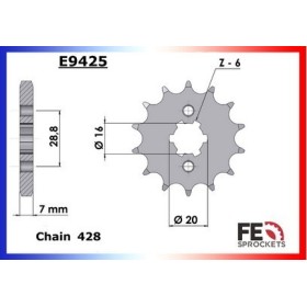 Kit chaîne Acier - RG Wolf - 125 - SUZUKI 1993-1993