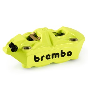 ETRIER GAUCHE M4 JAUNE FLUO RADIAUX MONOBLOC MOULE ENTRAXE 100