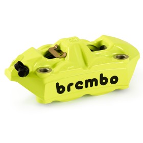 ETRIER DROIT M4 JAUNE FLUO RADIAUX MONOBLOC MOULE ENTRAXE 100
