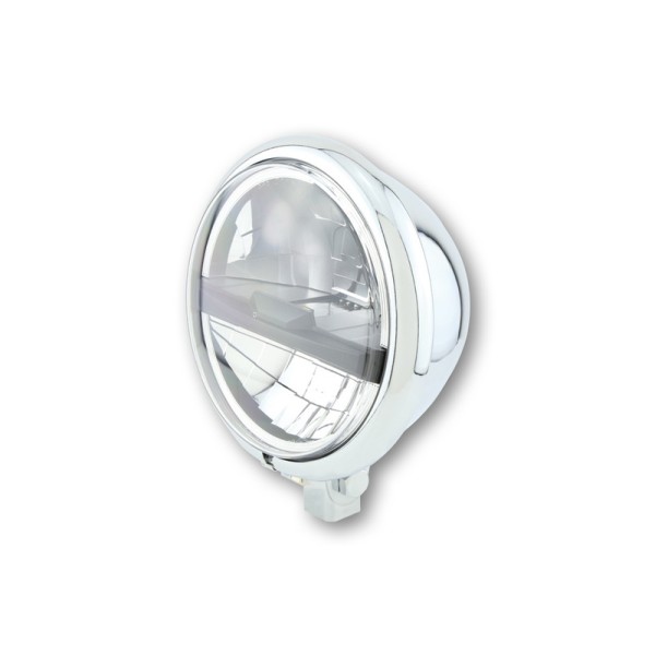 Phare à LED 5 HIGHSIDER 3/4" Bates Style type 5 noir chromé, lunette noire, fixation inférieure.