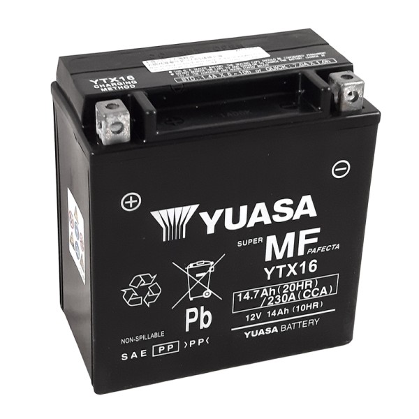 Batterie AGM Activated Pré-remplie YUASA YTX16 (16BS)