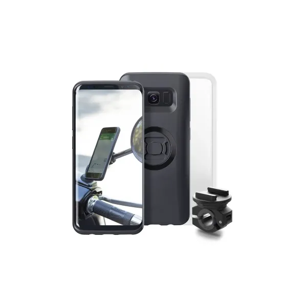 Pack complet SP-CONNECT Moto Bundle fixé sur rétroviseur Samsung S8