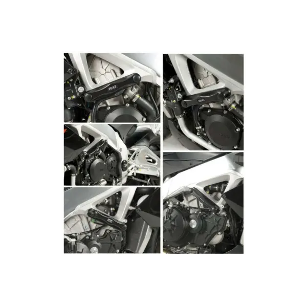 Tampons de protection de cadre R&G RACING noir Aprilia